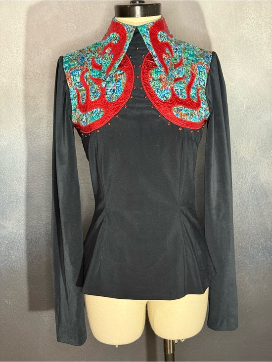 Tops - 🔥 Custom Western Show Shirt with Detachable Flame Cuffs Size S🔥